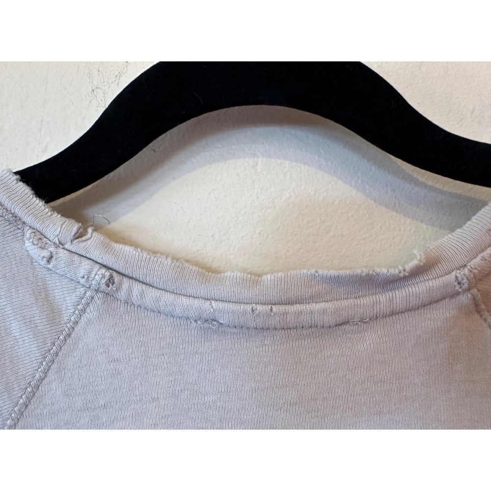 Zara Womens Destroyed Ribbed Knit Top Lite Grey Crew Neck Distressed Small - Picture 11 of 15